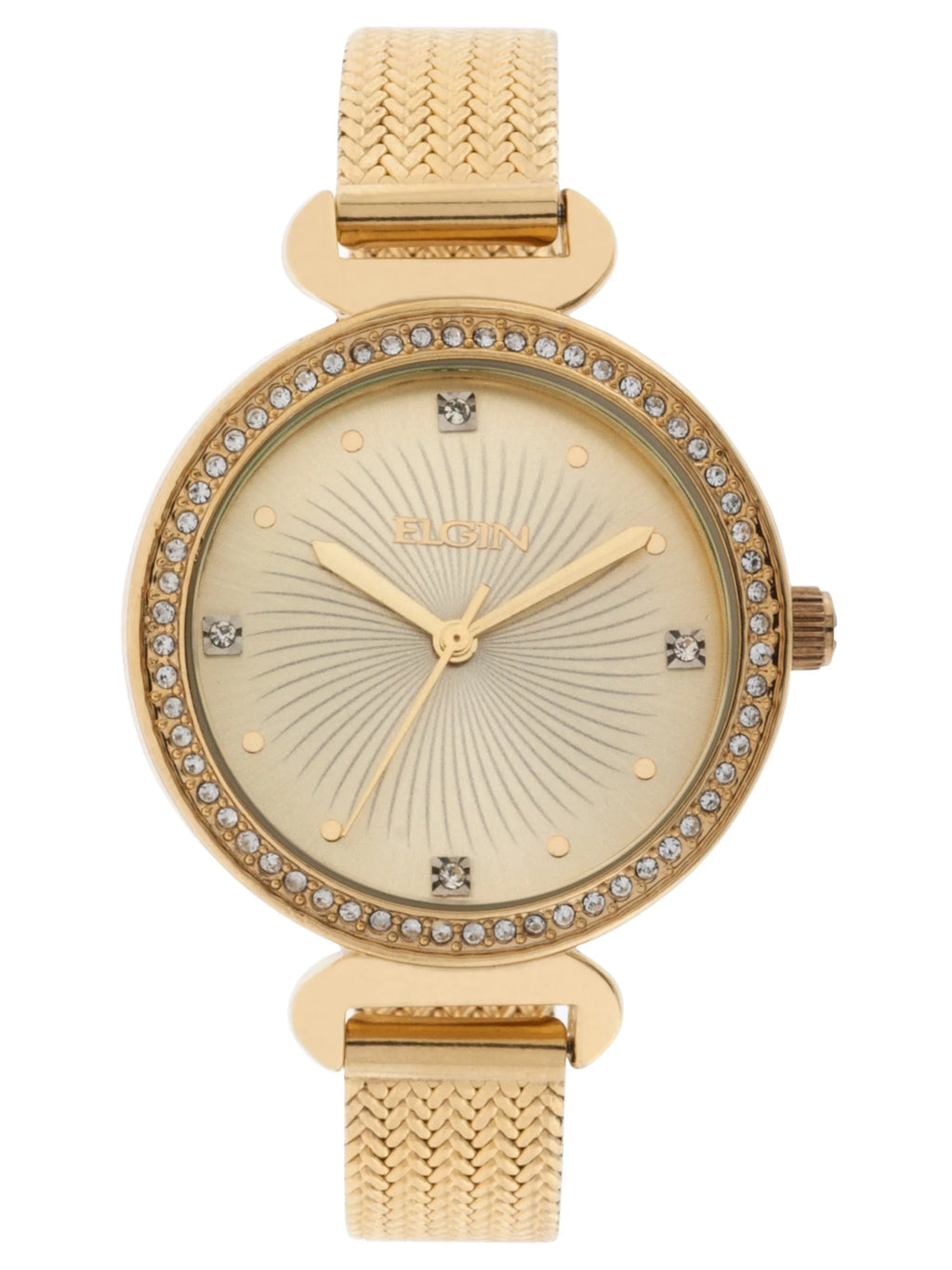 Elgin Dial Gold-Tone Analog Sunray Watch - Woman's with EG1610011 Adult