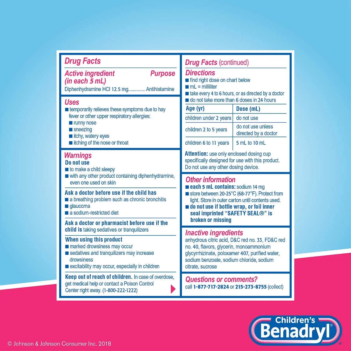 Allergy 8 Children's (Pack Cherry Liquid oz of Benadryl 4)