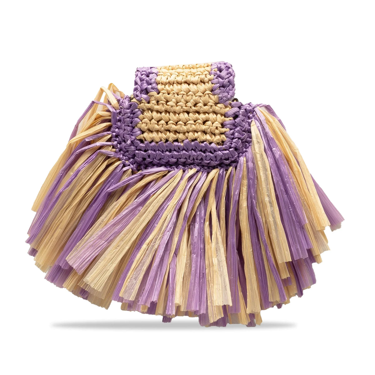 Authenticated Crossbody (Good) Natural Pre-Owned Intreccio Baguette Fendi Pico fabric Purple Unisex Raffia Bag