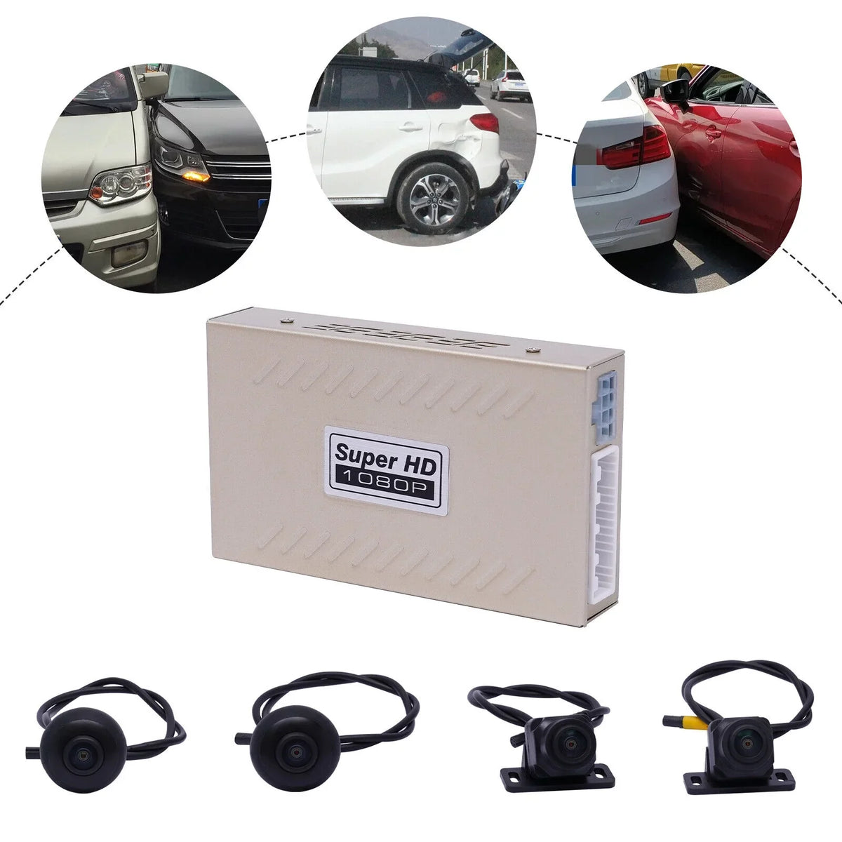 Miumaeov View 1080P System View Recording 4-Camera for Bird Rear Cars Car 360 Dash Surround Cam Kit Degree DVR