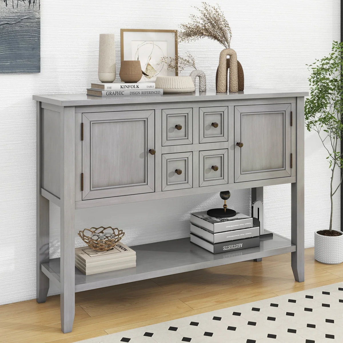 Ample (Espresso Storage with SKU Kitchens Rooms Cambridge for and Shelf Series Table Small Entrances Four Vintage OLD WF190263AAP) Living Bottom Console Drawers TREXM and