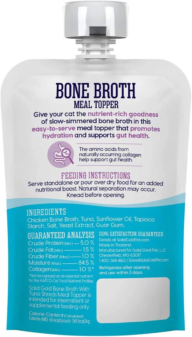 Bone Toppers Grain to Cats Pack - 12 to Nutrient Tuna Meal Toppers Broth Meal Gravy Food Wet Cat Food Shreds Cat Hydration Rich Easy with Promote Solid Serve for Gold - Free