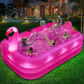 Solar up Inflatable with Durable Inflatable Inflatable Backyard,exterior Pool Pool, Kids,Adults 2024 Large Lights, Pool, Blow Kiddie Pool Pool Thickened Swimming Family for for Flamingo 105"x65"x25"