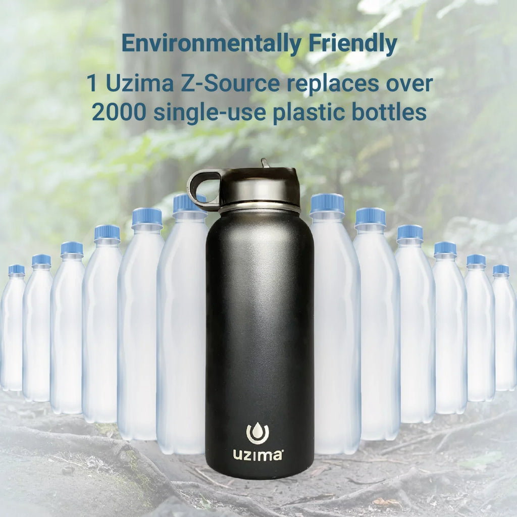 Bottle Filtered and Camping, Steel the Large Uzima Double-Walled (Blue) on Exterior. Backpacking, liquid Purification for 32oz Travel. Hiking, liquid with Capacity Z-Source Go. - Stainless