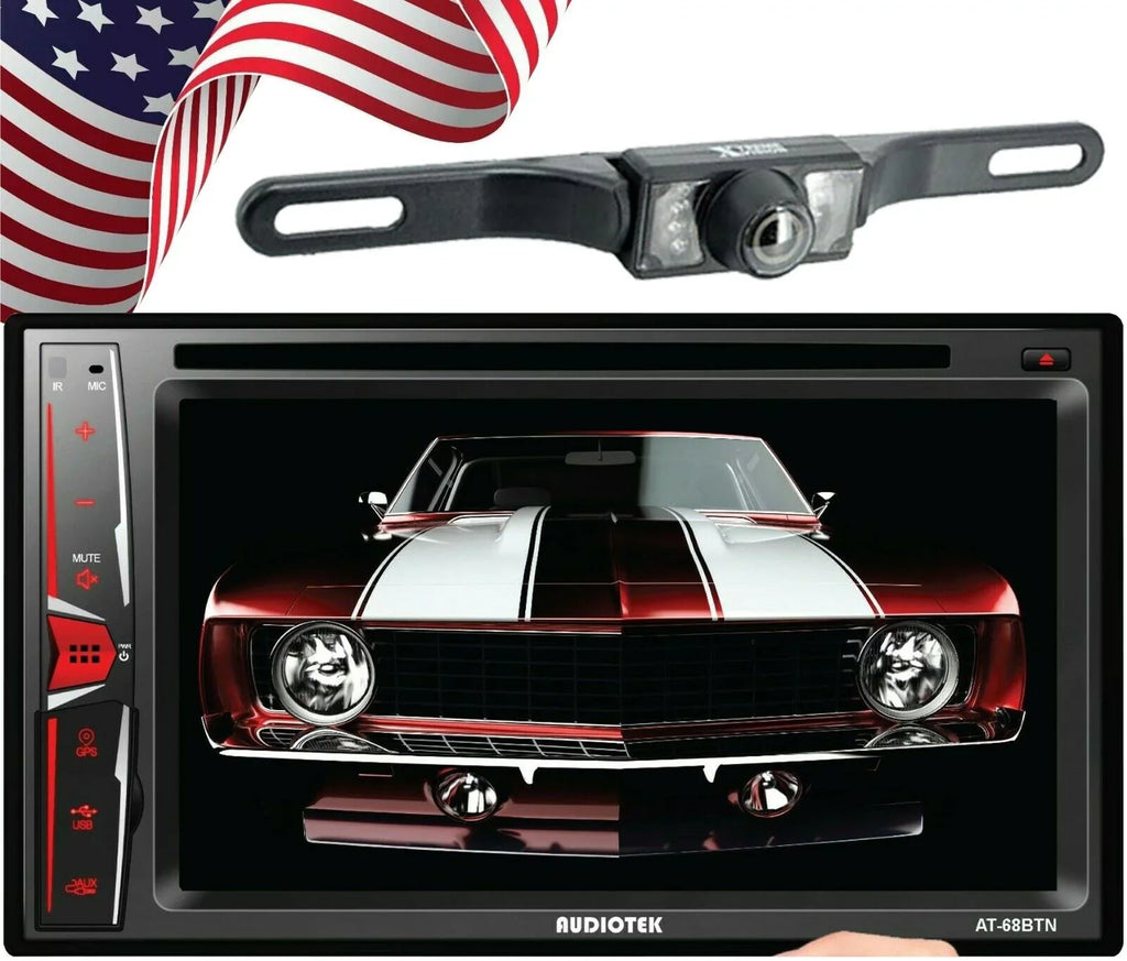 6.2" XV95BK Screen Rearview Radio Link+ Mirror Bundle Audiotek Camera AT-68BTN Touch