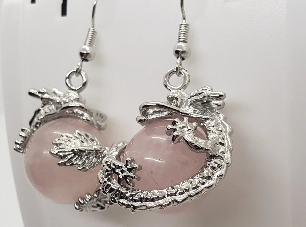 Dragon Rose Natural Earrings Quartz