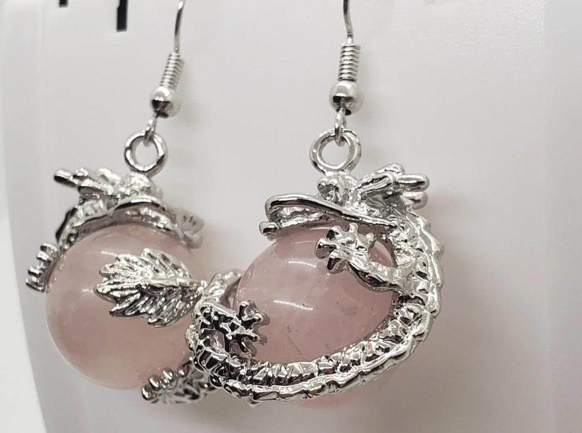 Dragon Rose Natural Earrings Quartz