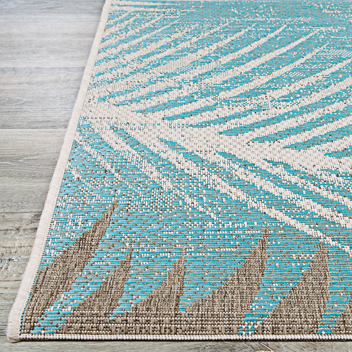 Couristan in. 7 3 ft. Rug, x ft. Tropical 24293134023710U in. 2 Aqua Palms 10 Monaco