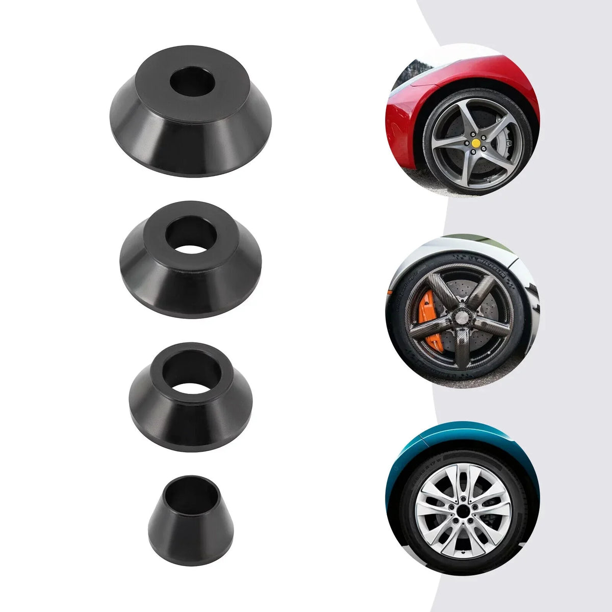 Sizes 4 Tire Wheel 36mm Balancer Kit Cones Steel Balancer Cones 45-gauge Adapter