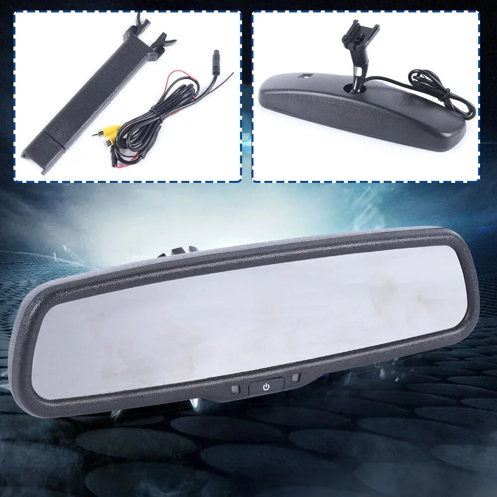 Vision View Mirror with Car System Night Backup Reverse Bracket Camera Rear 4.3" Monitor