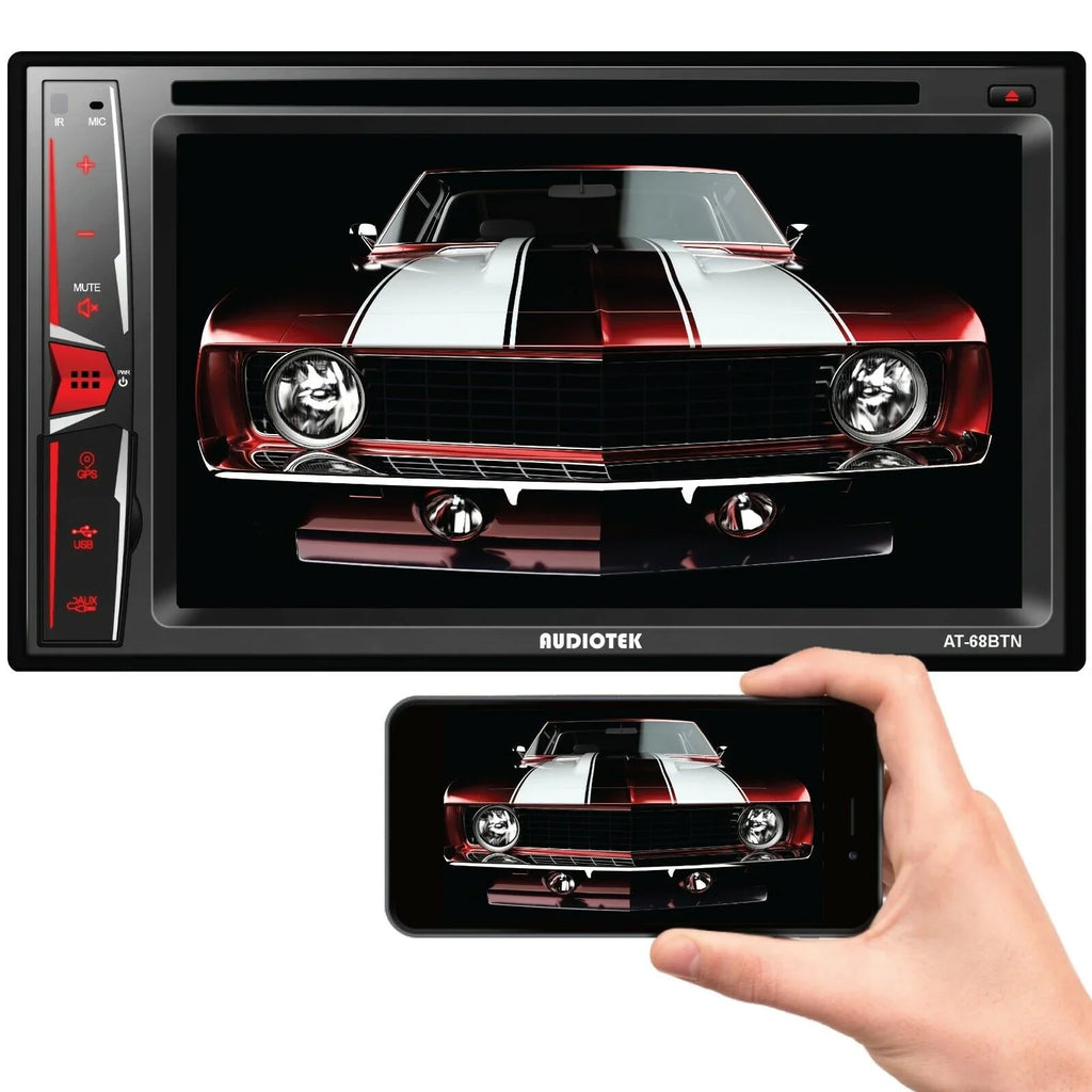 6.2" XV95BK Screen Rearview Radio Link+ Mirror Bundle Audiotek Camera AT-68BTN Touch