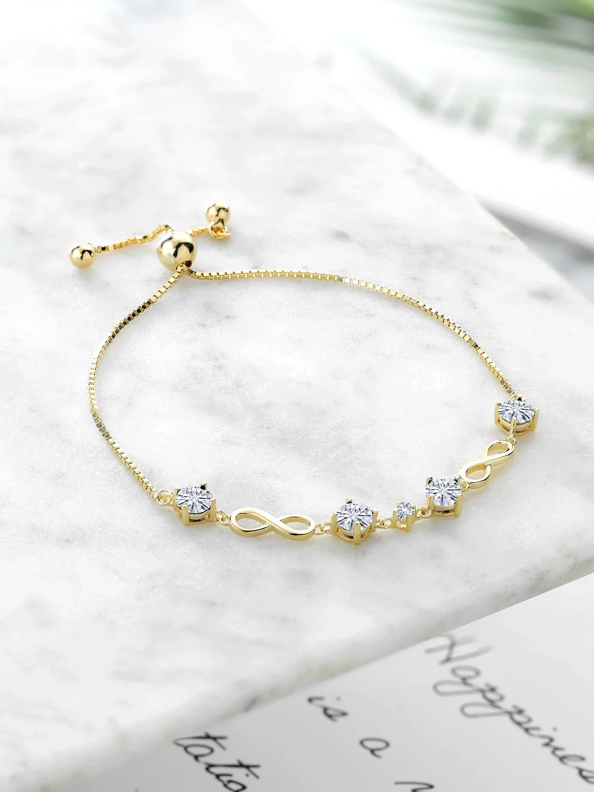 Women Gem Sapphire Yellow with Plated Set Moissanite (2.05 Cttw) Stone Bracelet King White Gold For Silver Created 18K