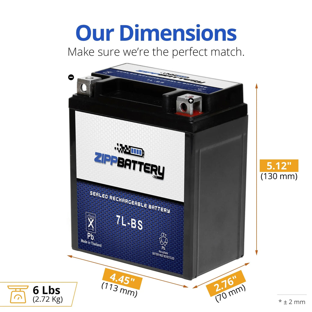Volt,6 (7L-BS 12 Ah, CCA) Zipp Yamaha YTX7L-BS 92-'00 Serow Motorcycle Xt225 for 225cc 75 Battery Battery