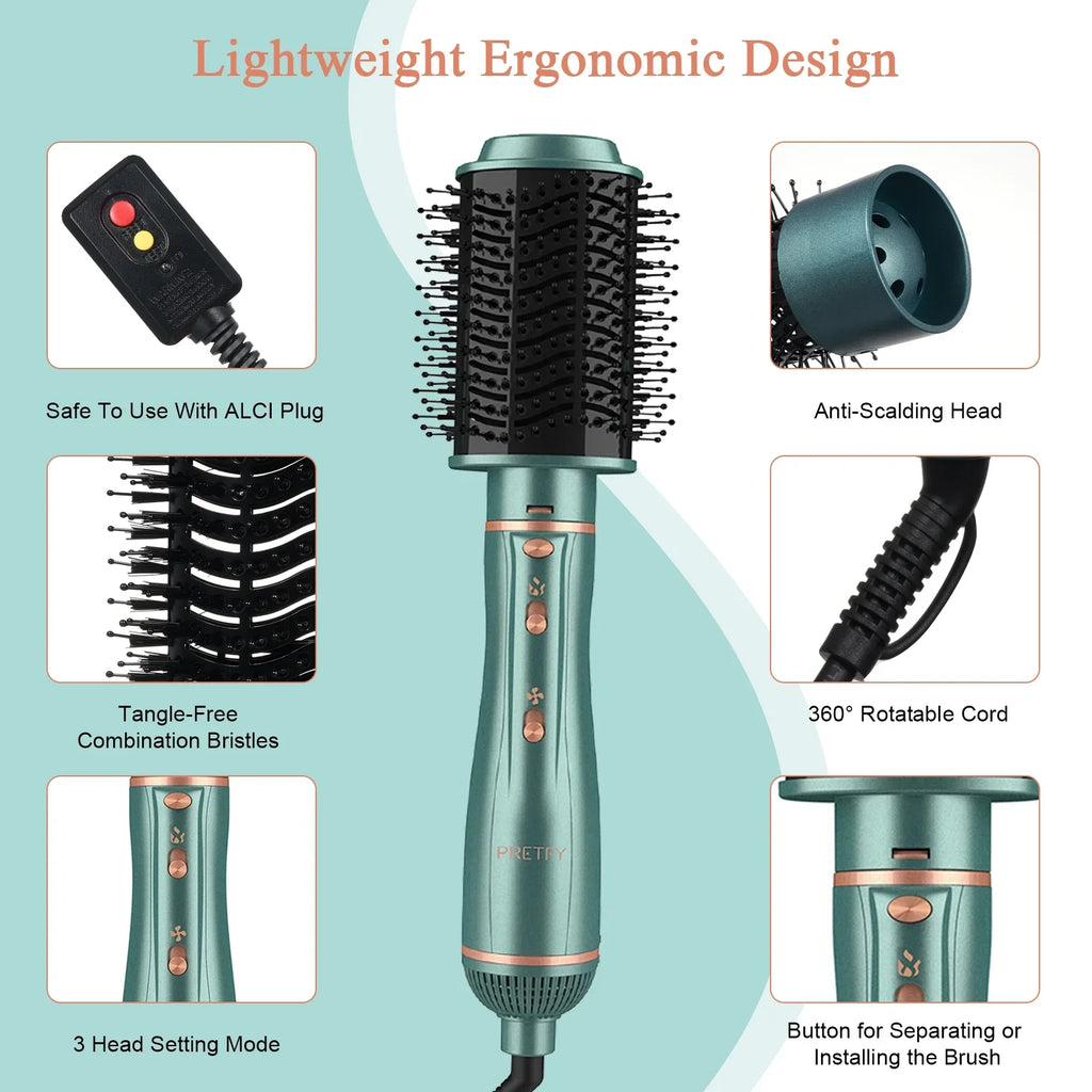 Drying/ Straightening/ Brush Set in Brush, Curling/ Air Hot Blow Ion Styling Dryer Styler Volumizer, 5 Detachable Hair & Hair Pretfy Negative for 1 Dryer