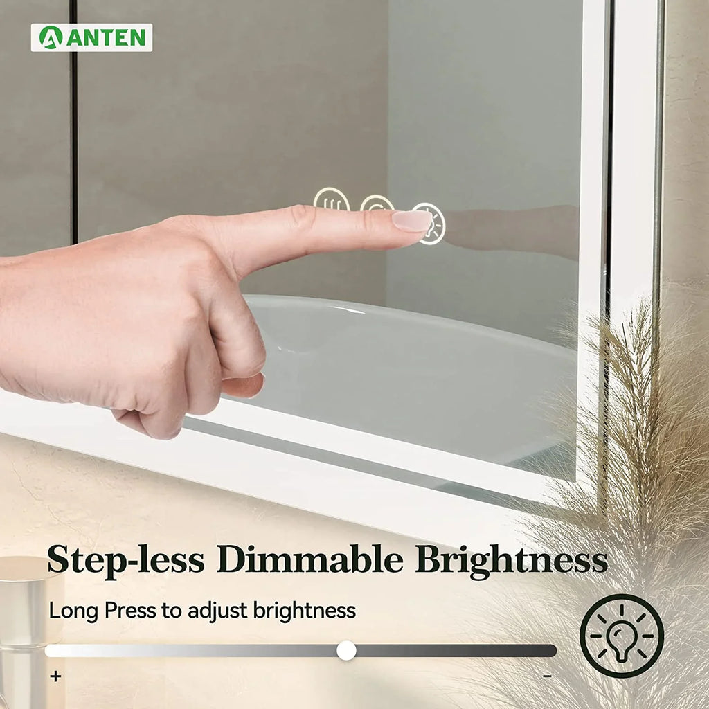 Inch Sensor, Backlit Lighted Lights, 36x28 Mirror, LED Anti-Fog, 3000K-6000K, LED Mirror with Dimmable Bathroom Touch Bathroom ANTEN Mirror Bathroom Vanity Wall-Mounted Mirror,