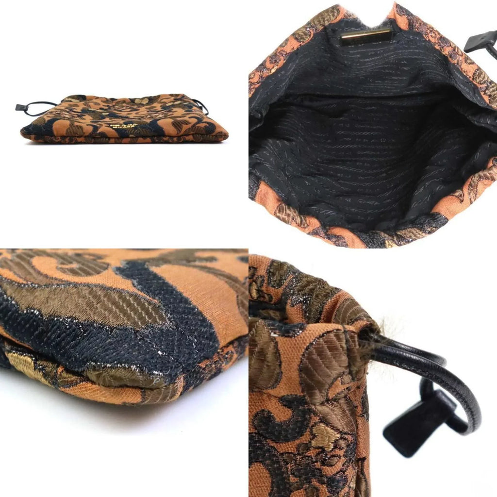 Cotton/Acrylic Prada Pre-Owned Brown Women's (Good) Pouch Drawstring 1MU001 PRADA