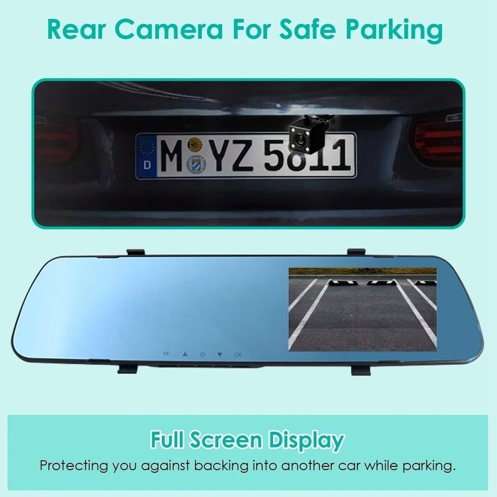 Camera with 140 Car Detection Cam Recording Loop Camera DVR Angle Motion 4.3in in 1080P Picture Recorder Dash Camcorder