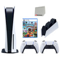 Cleaning and Bundle 5 Station A Charging Playstation Cloth Extra White DualSense with Disc Console with Big Adventure Controller, Version Sackboy:
