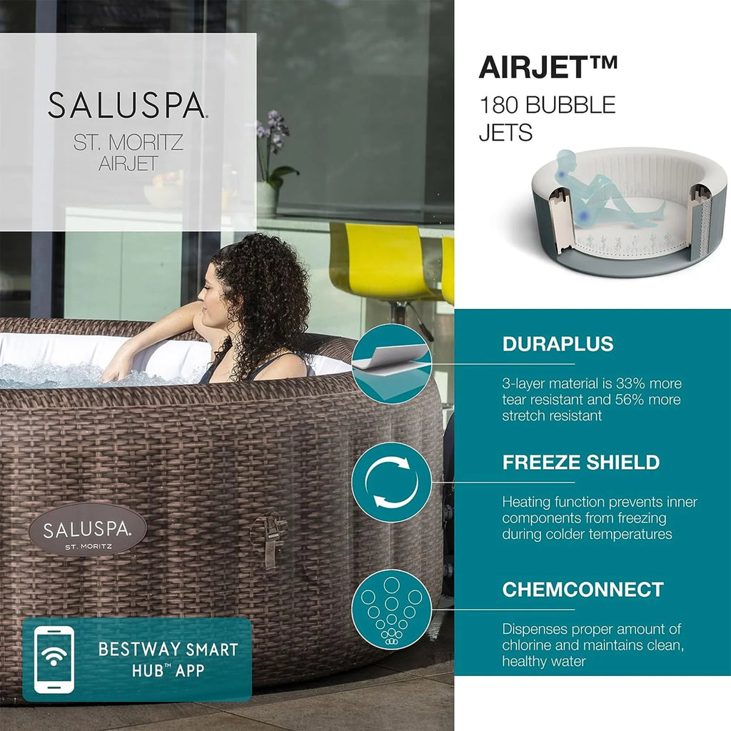 4 SaluSpa & Headrest St Bestway 4 Spa Hot w/Set Seat Pillows Moritz Tub of