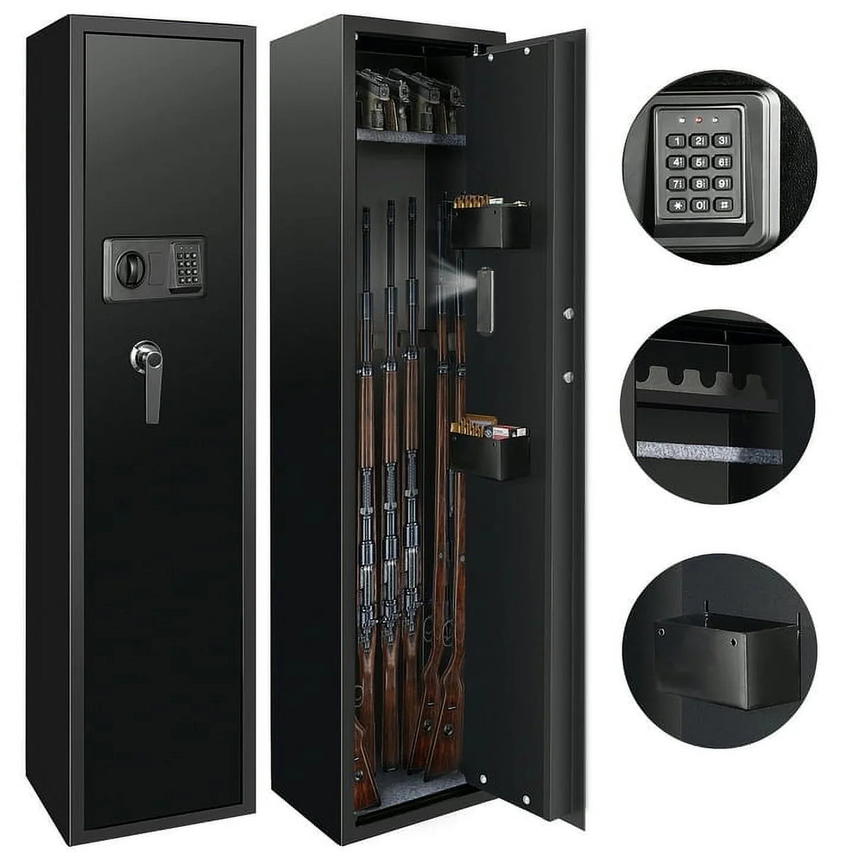 Security Rifle, and SULIVES Design Safes: Rack Lock, with Removable Shotgun Password Thickened Cabinet, Bullet Shelf, 5-7 Quick Access Gun