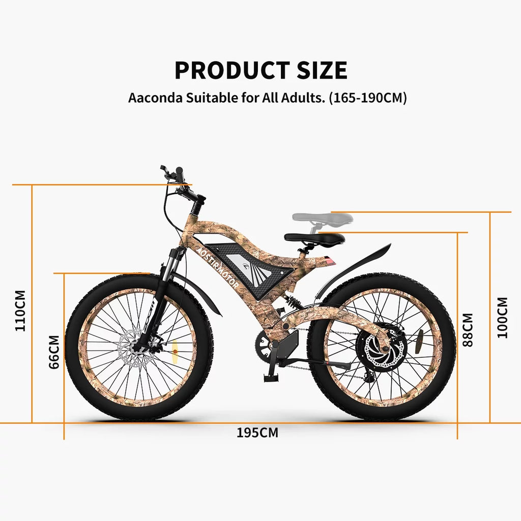26" Electric Lithium Bike Removable Fat 15AH 1500W 48V Battery AOSTIRMOTOR S18-1500W Adults for Tire