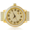 Watch Function Simulated W/Date Rodeo Gold Custom Joe Khronos Diamonds Face Roman Yellow Jojino Tone Jojo