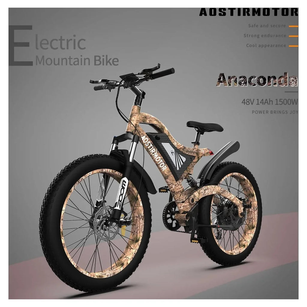 26" Electric Lithium Bike Removable Fat 15AH 1500W 48V Battery AOSTIRMOTOR S18-1500W Adults for Tire