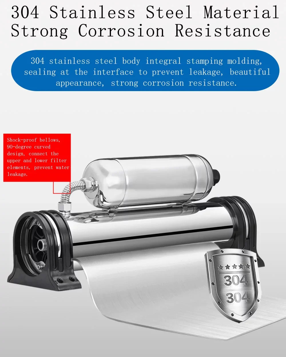 304 0.01um Housing Filter 1000L/H PreAsion liquid Steel liquid Purification Stainless Household Vertical