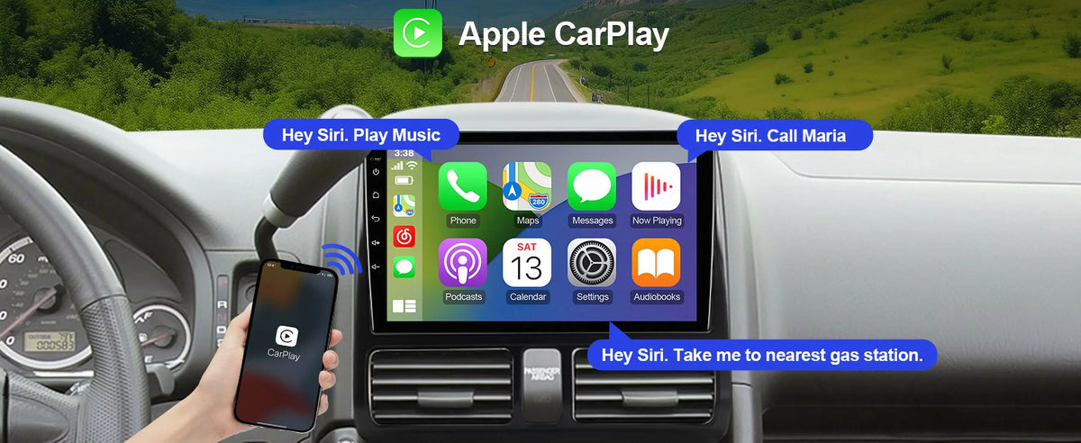 Backup 10 Stereo Inch for Camera TouchScreen 9 Wireless Carplay/Android Car Din 2002-2006 Android Honda Double with Radio Wheel Built-in Auto/GPS/Bluetooth/FM/AUX-in/Steering CR-V Control