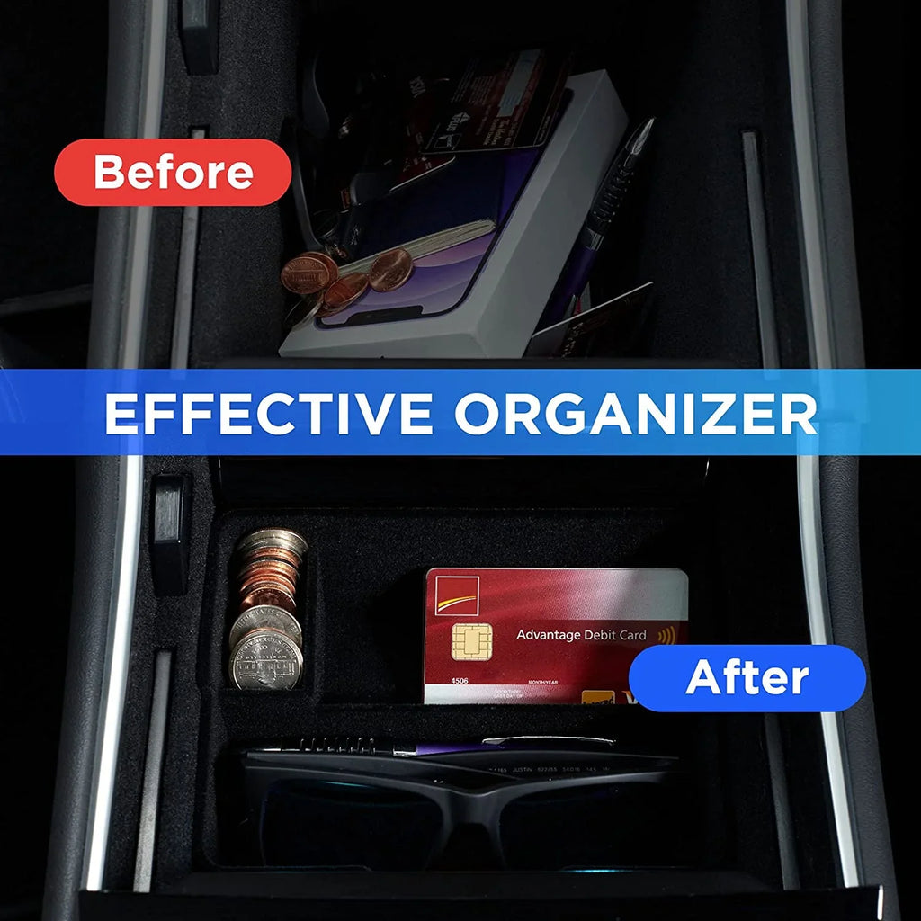 and Center Console Flocking Storage 2016-2020 Organizer Y Model with fabric Box, Premium Nestour 3 Coin Model Upgrade Sunglasses Holder Customized and ABS Tesla Tray Accessories,