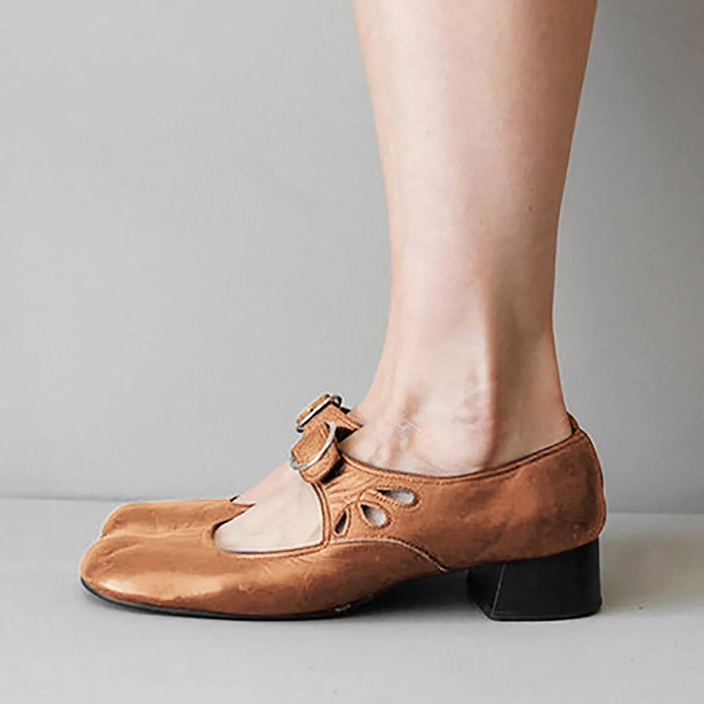 Easter Shoes 2024 Color Summer Toe Square Heels Wide Womens Breathable SZXZYGS Four Round Non Lazy Dressy Leisure Buckle Casual Shoes Solid Cloth Slip Strap Width Women's Seasons