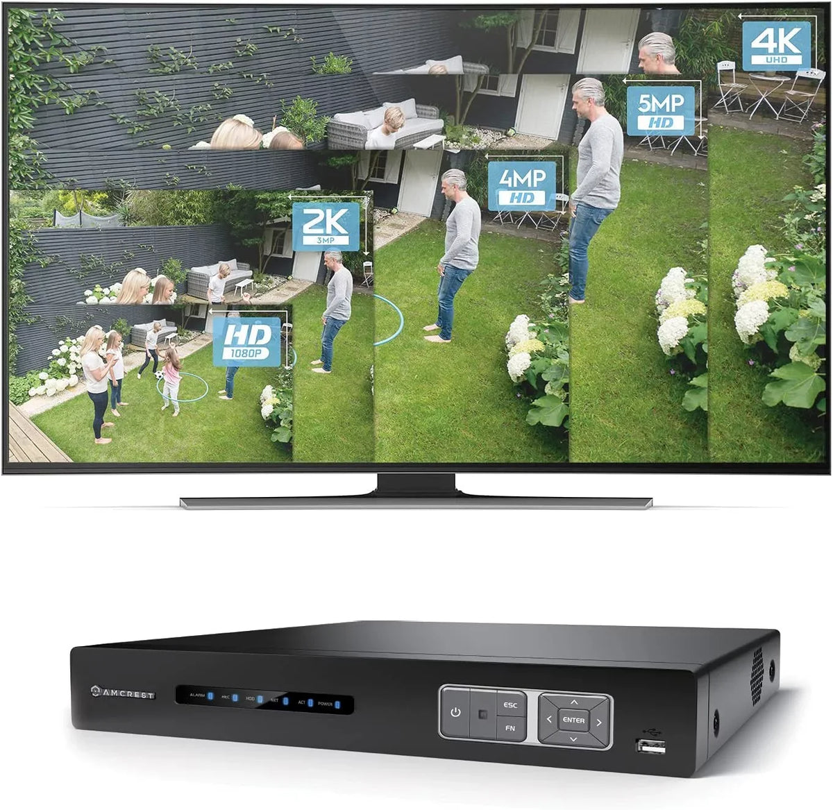 Recorder, Smart Channel DVR 4TB 4K Pre-Installed for DVR Hard Cameras AI Analog 16 Amcrest AI Security Security System DVR, IP Drive & Camera (AMDV5116-4TB) Cameras, Security Amcrest UltraHD 8MP