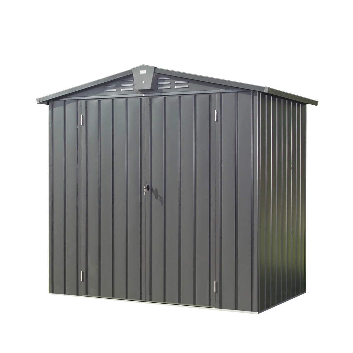 exterior 4.2' Backyard, Metal Black Steel Shed Door Storage Capri for Bike, exterior Garden Lockable Patio, 6.5'x Mowers,Galvanized for Can, Tools, Storage Trash Lawn Cabinet Lawn, with Shed,