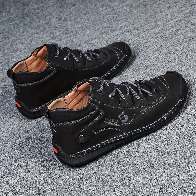 Walking And Hand-stitching Synthetic Ankle Summer Anti-slip Lace-up Shoes Boots Leather For exterior Spring KINODAY Breathable Autumn