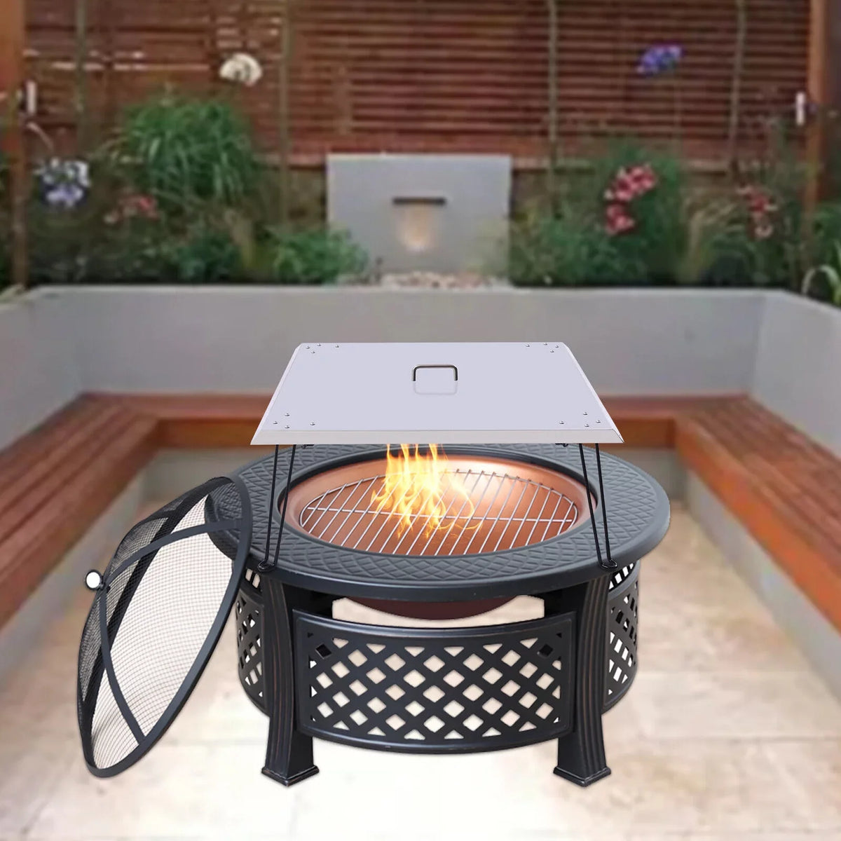 Heater Patio Fire Deflector-Turn Burner Pit Heat Cover Pit a 30"x30" into Fire