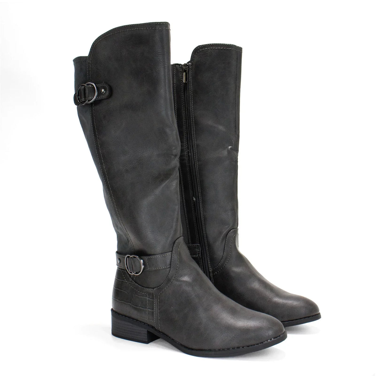 Calf Boot, Extra Wide Karen Leandraa Riding US Grey,8 Women's Scott M