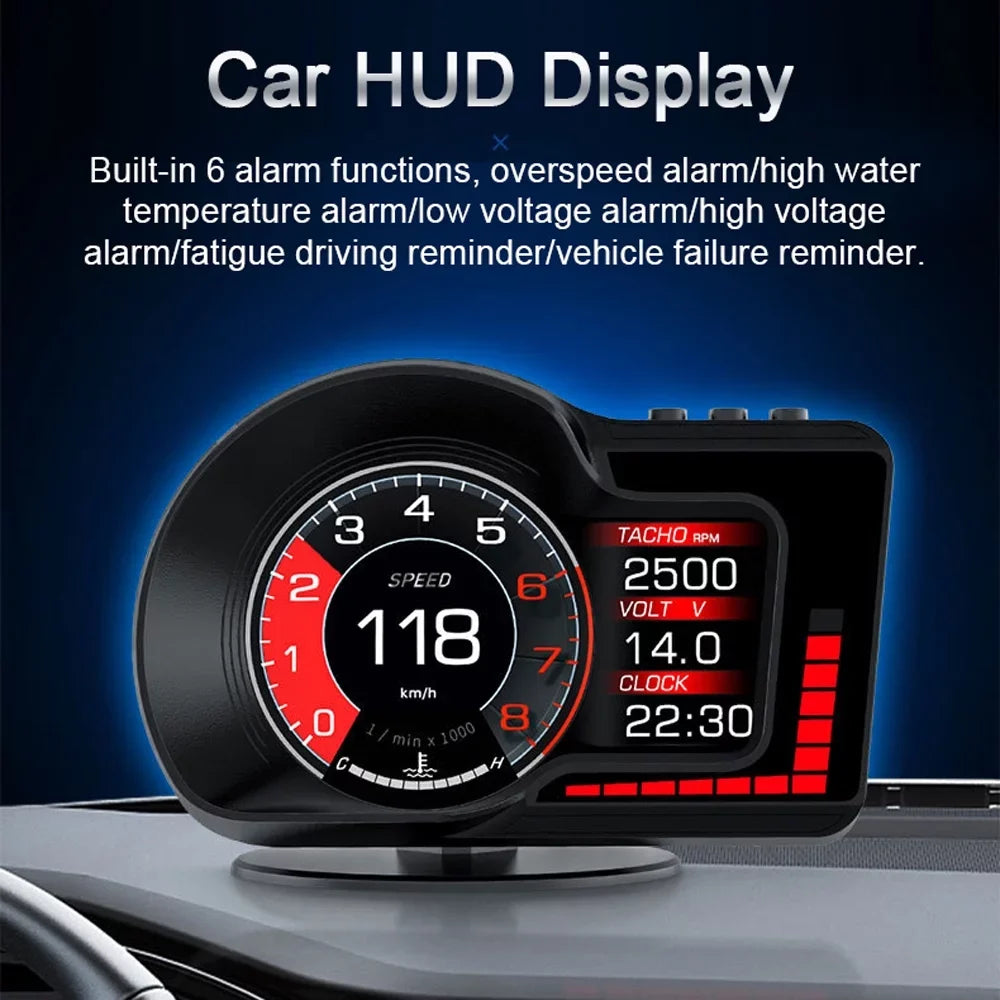 Moobody Display Car Oil RPM, Temperature Clock, Head-Up Speedometer, Speed for Monitoring: & liquid