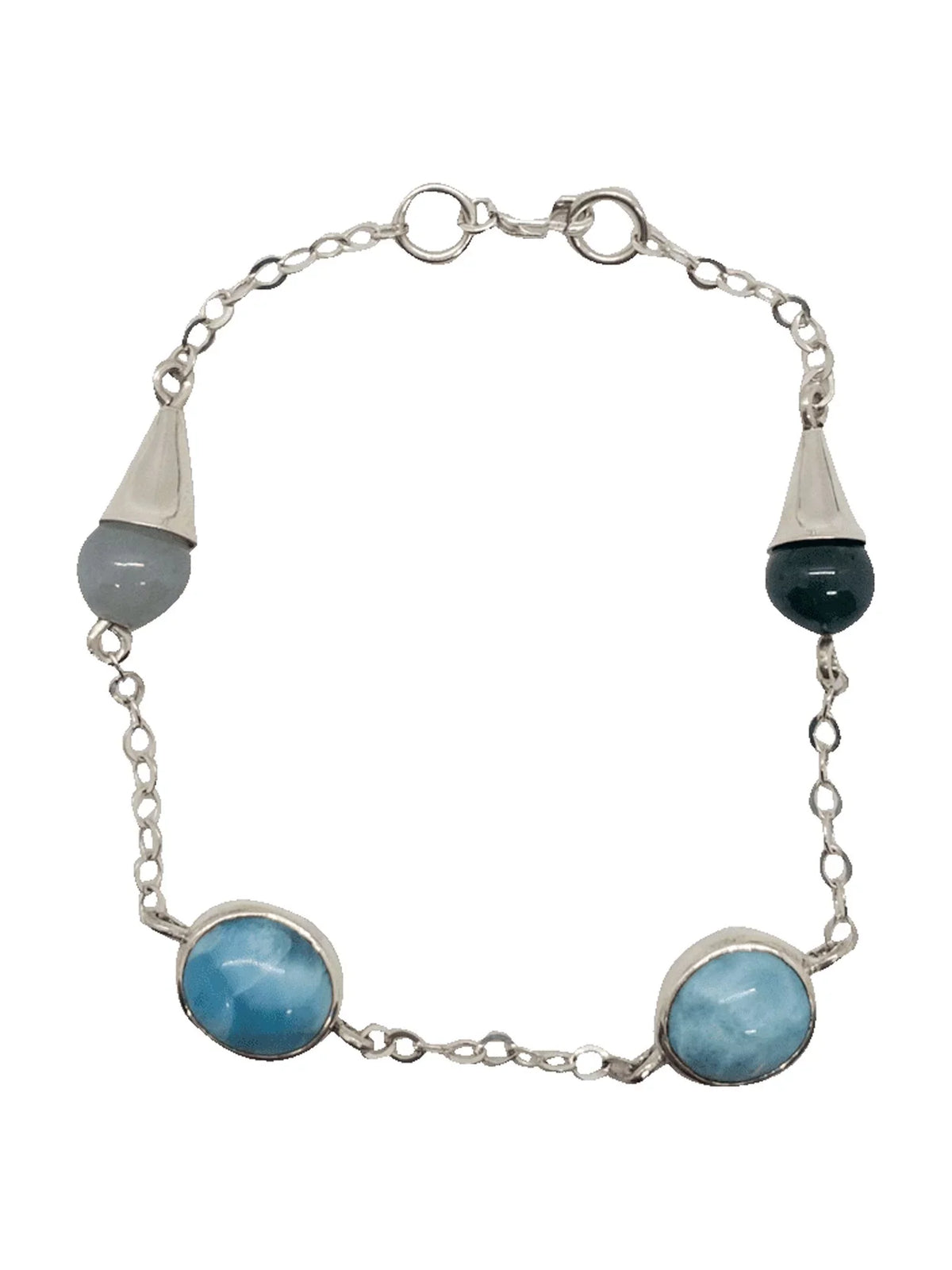 Silver Larimar Sterling 925 Bracelet Handmade Jade and Women