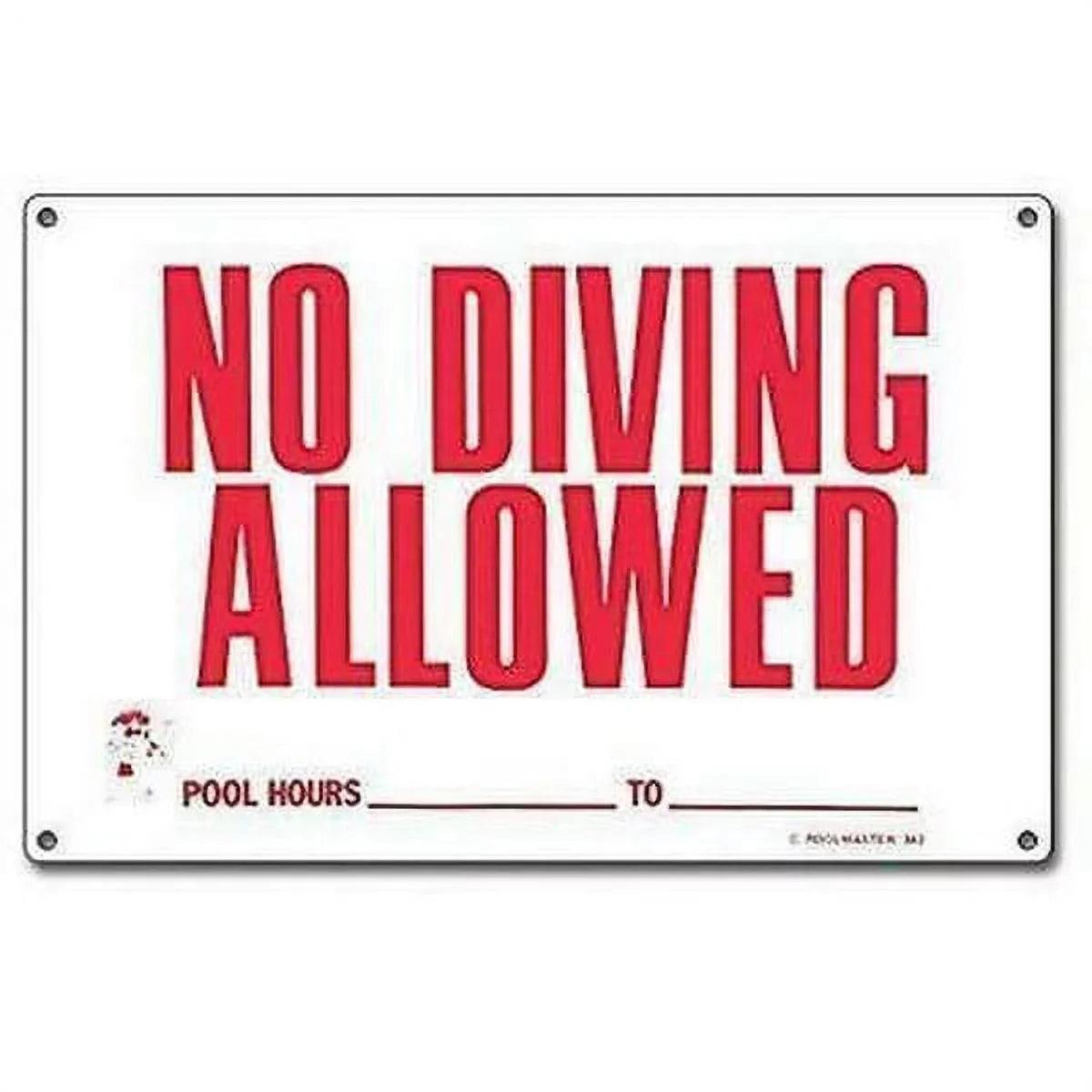 New Pools: Residential Poolmaster or Allowed No 40342 Commercial for Diving Sign