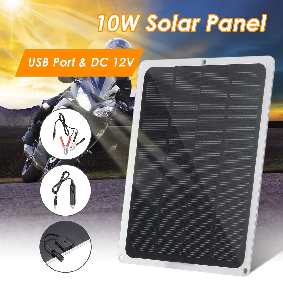 Hiking Accessories Charge Car Camping for for Solar Portable DC12V Panel Climbing Completed Fishing exterior 12V-Battery USB 10W with Port Chargers