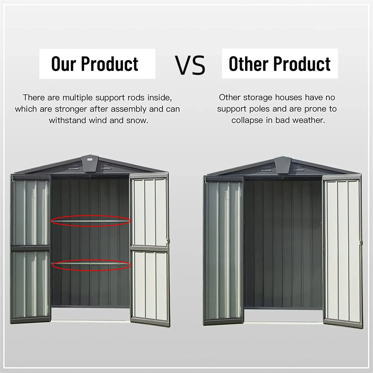 exterior 4.2' Backyard, Metal Black Steel Shed Door Storage Capri for Bike, exterior Garden Lockable Patio, 6.5'x Mowers,Galvanized for Can, Tools, Storage Trash Lawn Cabinet Lawn, with Shed,
