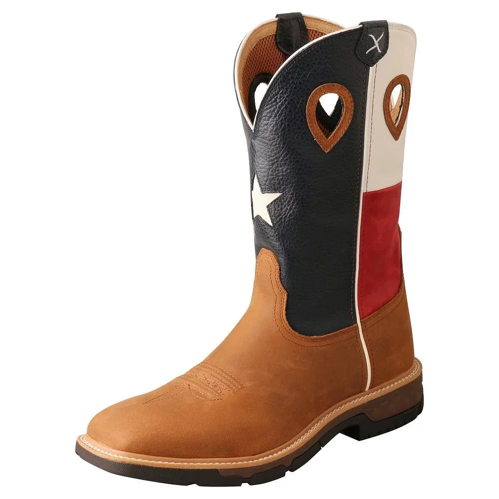 Texas X Soft Toe Men`s Boot MXB0007 12` Twisted Flag D Brown Twisted Light Boots Work 9 Brown X