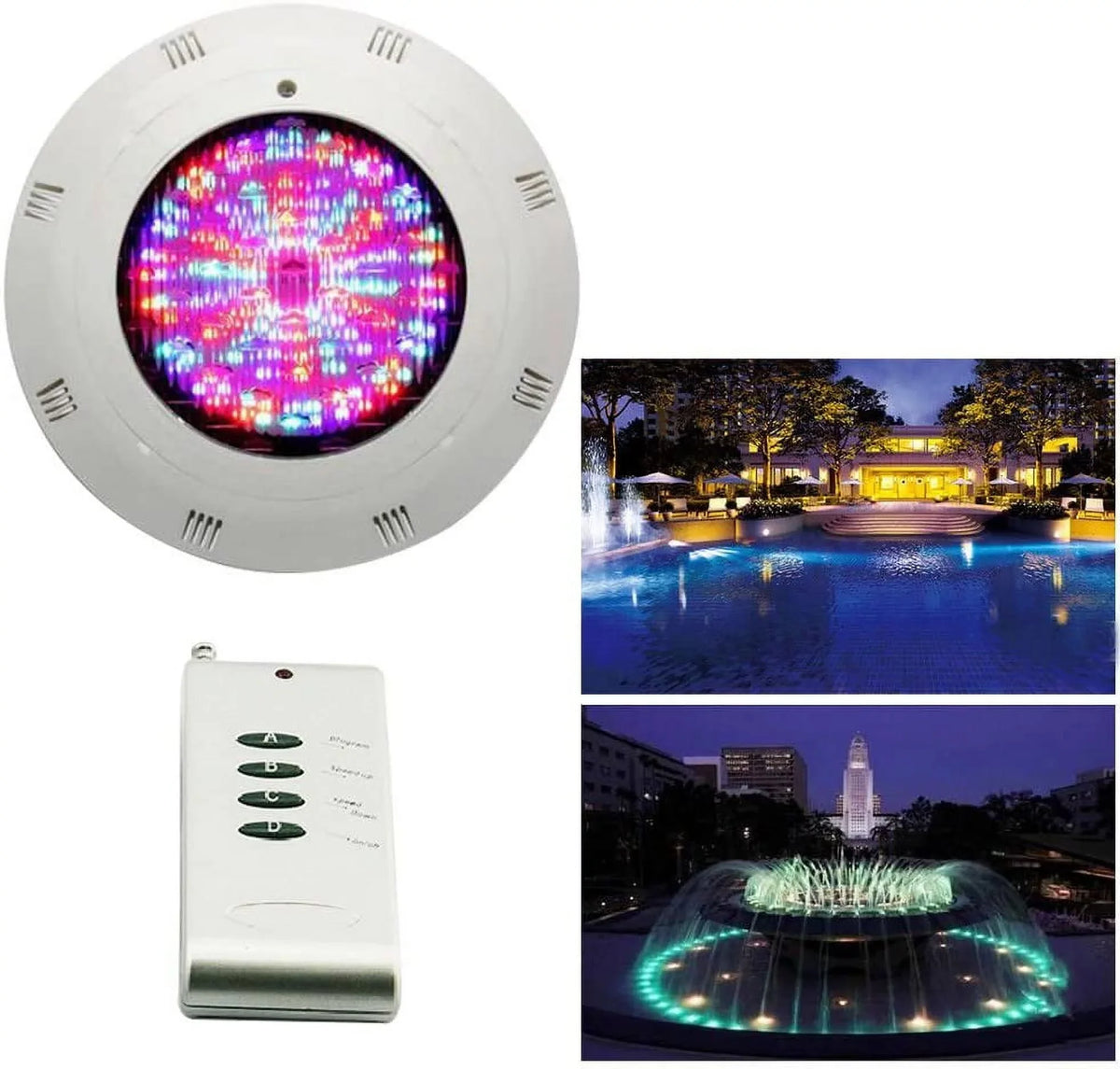 Waterproof Miumaeov Pool Underwater 12V (18W) Light, RGB Remote Light Control with LED Swimming Lamp IP68