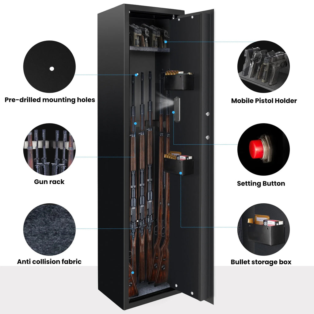 Security Rifle, and SULIVES Design Safes: Rack Lock, with Removable Shotgun Password Thickened Cabinet, Bullet Shelf, 5-7 Quick Access Gun