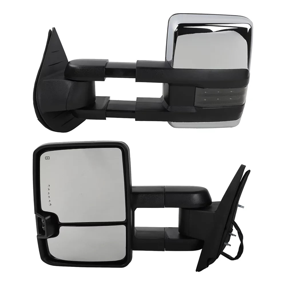 Chrome for BMTBUY Signal 07-13 & Tahoe Power Lamp Towing Backup Mirrors Heated LED Chevy