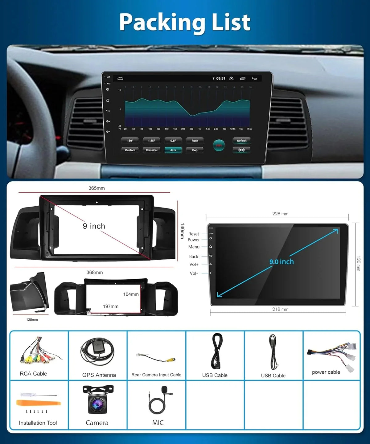 '+ USB Mirror Corolla Toyota Bluetooth 2007-2012 Car Radio for Android with THONZER Touch Stereo 1G+32G Screen SWC WiFi Inch Carplay, Rimoody Camera 9 Car Link Wireless GPS FM RCA ex Backup