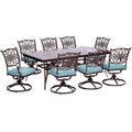 in Large Dining Glass-Top Set Seasons 9-Piece Blue Extra Cambridge Dining Table with