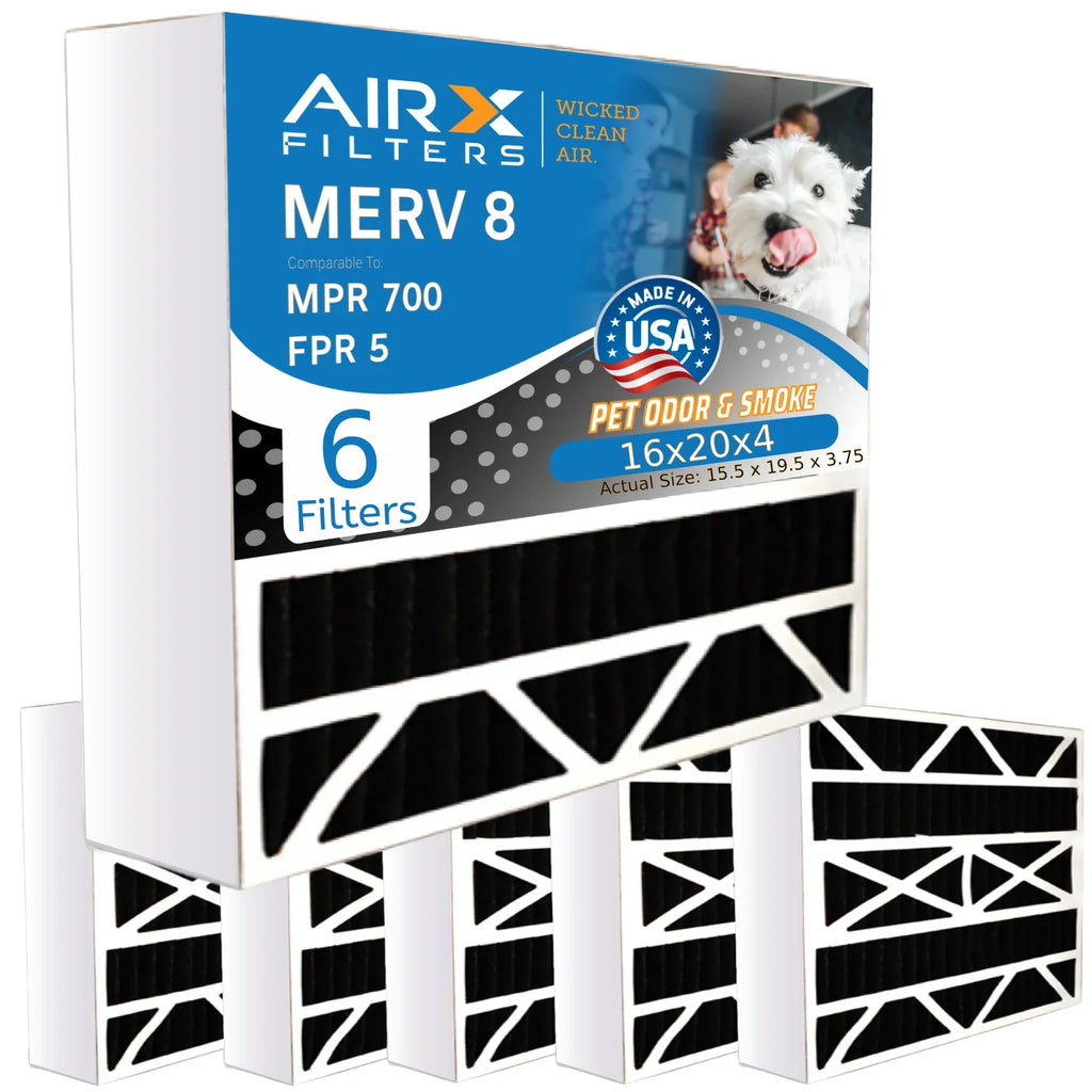 Carbon AC Filter FPR Filter Pack CLEAN 6 WICKED Odor MERV Comparable AIR. USA to by HVAC Premium 5 700 16x20x4 16x20x4 & FILTERS Air MPR 8 Furnace Eliminator Filters AIRX Made