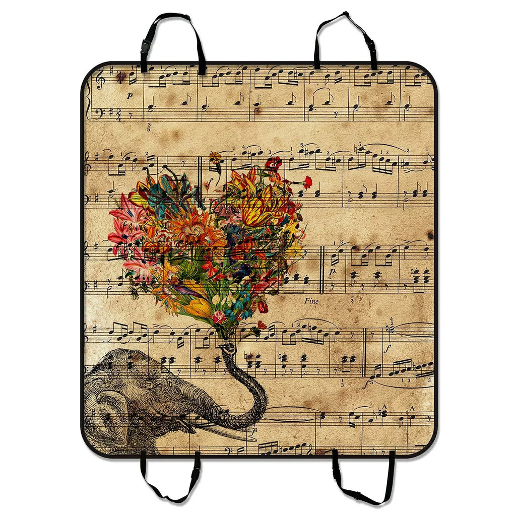 GCKG Elephant Colorful Car Mat For Music Dog Cargo Car Cover Trucks Seat Paisley and Note Seat Cars 54x60 and inches Pet Mat Hammock Heart with Mat Trunk SUV