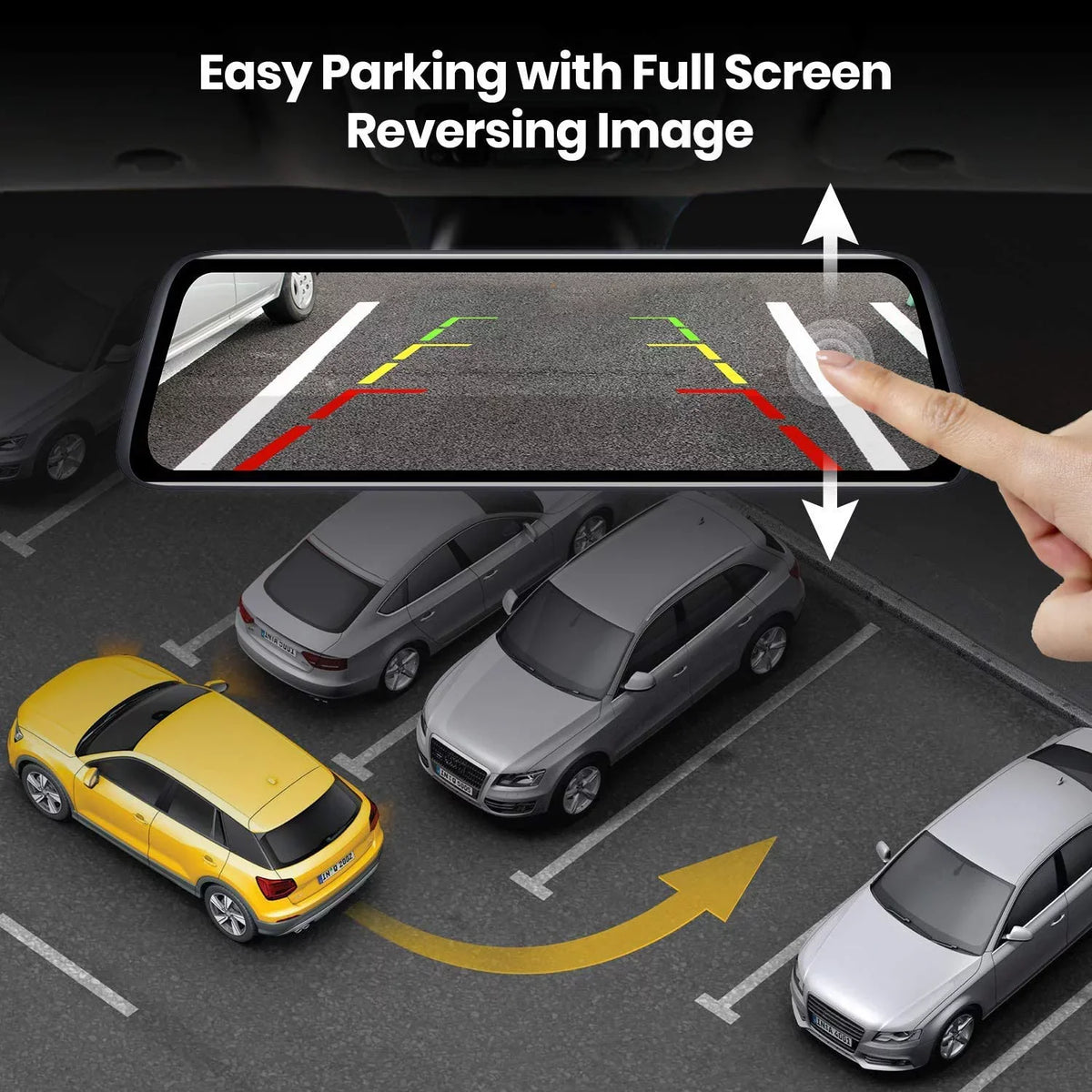 Auto-Vox Camera Car Camera Backup PRO) Look Screen Mirror Vision Dash Rear 1080P Night Touch 9.35'' Camera(V5 Monitor Super Mirror Cam, View OEM Dual